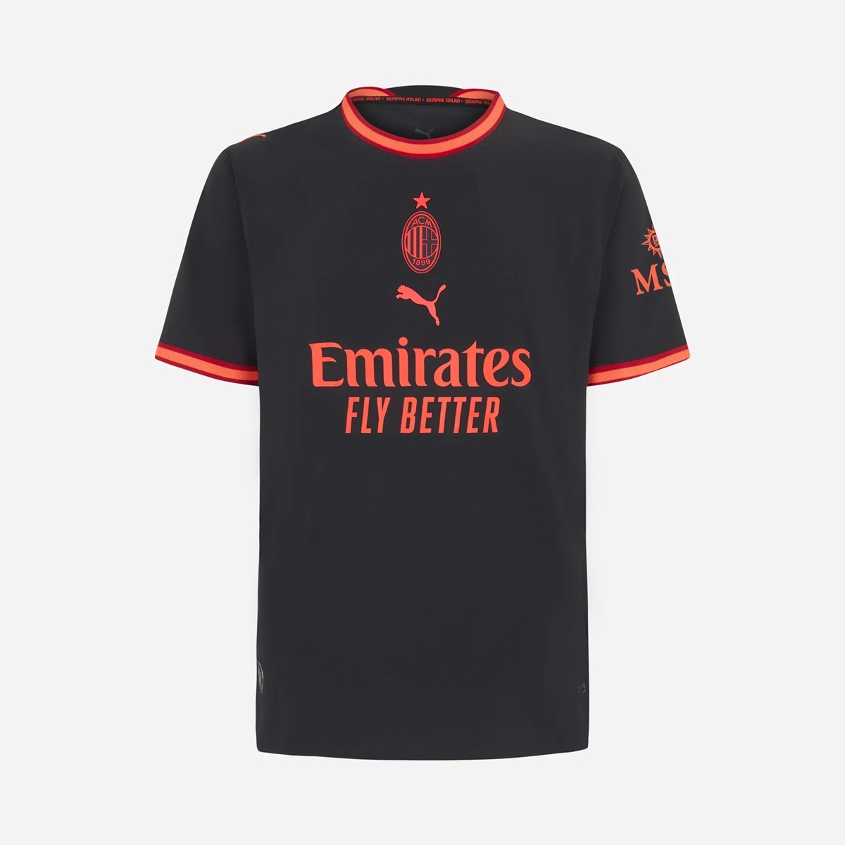 Milan 2026/27: black meets fluorescent red on the third shirt — View of the kit.