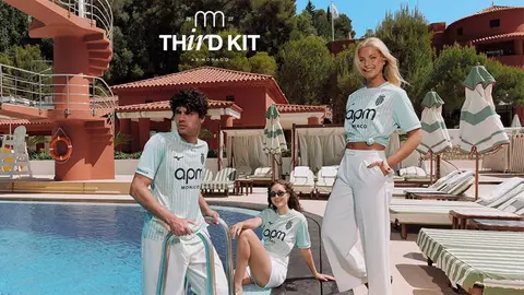 Monaco 2026/27: mint green and flowing lines on the third shirt — Kit launch presentation.