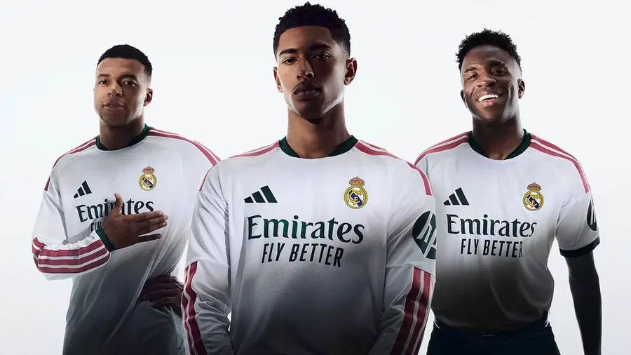 Real Madrid 2026/27: white, dark green and pink — Kit launch presentation.