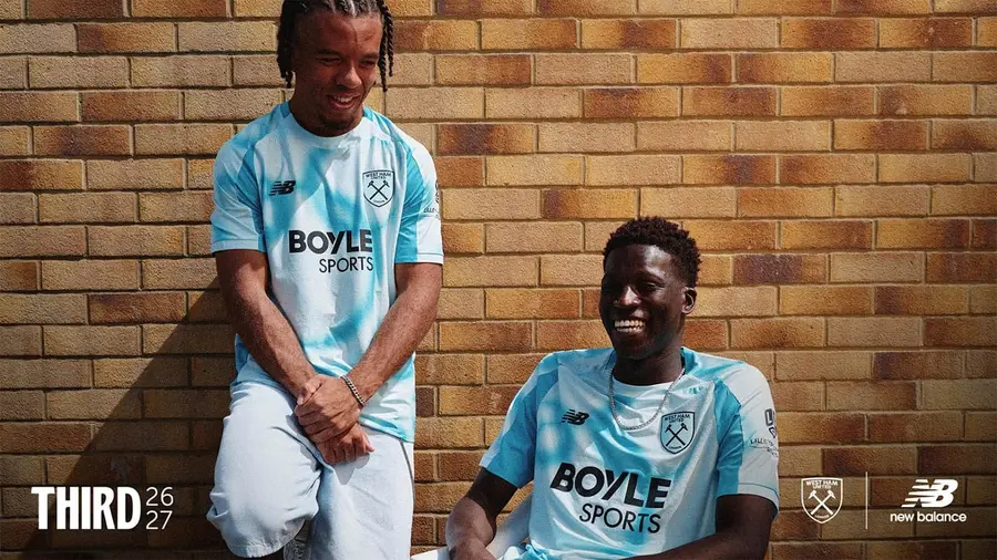 West Ham 2026/27: bubbles take over the third shirt — Kit launch presentation.
